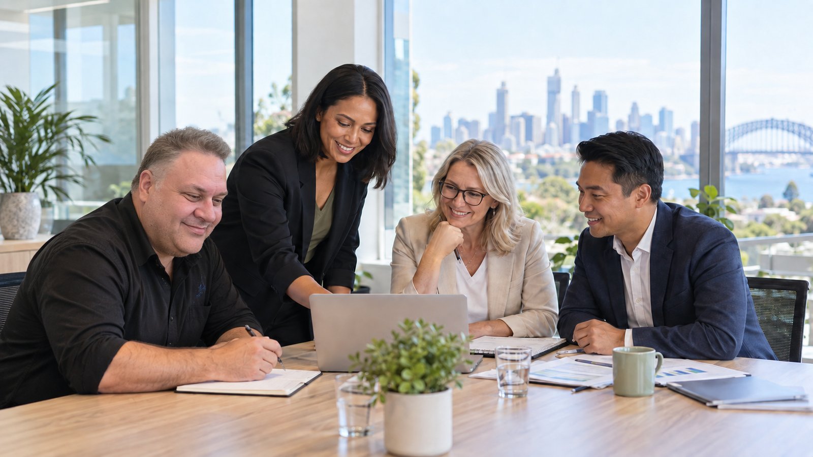 Illustrative professional services team collaborating in an Australian office